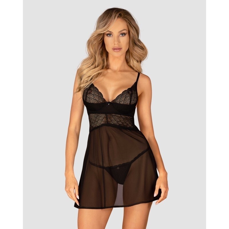 Chemeris babydoll et String - Noire