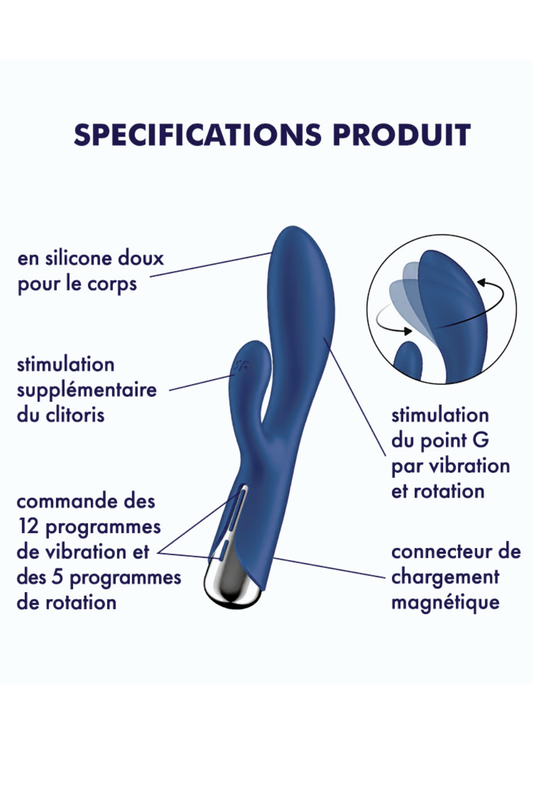 Rabbit USB tête rotative bleu Spinning Rabbit 1 Satisfyer