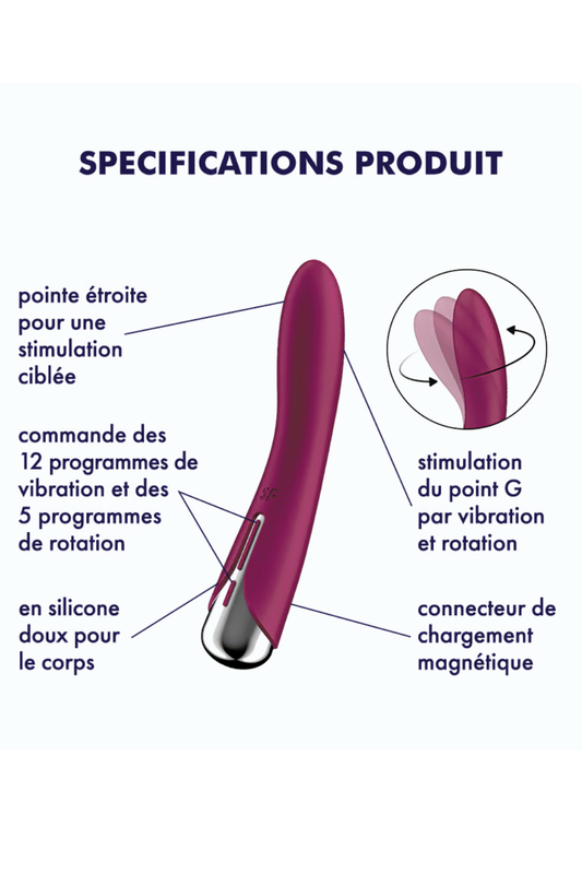 Vibromasseur USB tête rotative point G rouge Spinning Vibe 1 Satisfyer