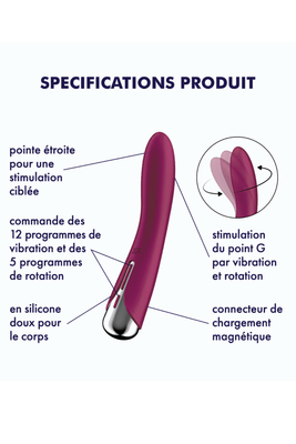 Vibromasseur USB tête rotative point G rouge Spinning Vibe 1 Satisfyer