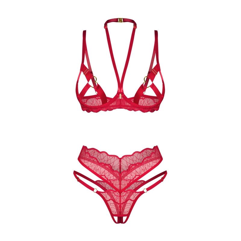 Cupide desir ensemble 2 pièces ouvert - Rouge