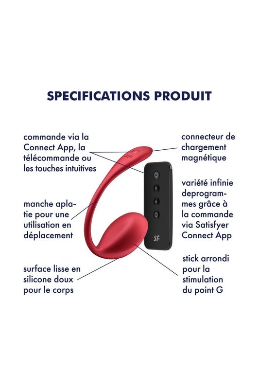 Oeuf vibrant télécommandé rouge Shiny Petal