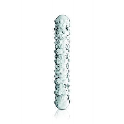 Gode en verre transparent perlé n°6