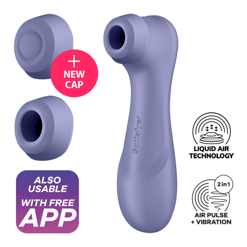 Stimulateur de clitoris 2 embouts Connecté Liquid air Pro 2 Generation 3 USB Satisfyer - 3 couleurs