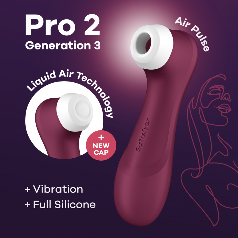 Stimulateur de clitoris 2 embouts Liquid Air Pro 2 Generation 3 USB Satisfyer - 3 couleurs