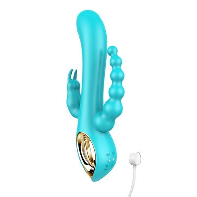 Vibromasseur rabbit avec chapelet vibrant bleu ou rose