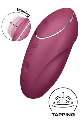 Stimulateur clitoridien à poser rouge Tap & Climax 1 Satisfyer