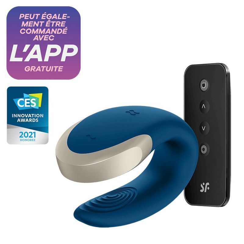Vibromasseur Connecté Couple Double Love Satisfyer, Bleu ou Noir