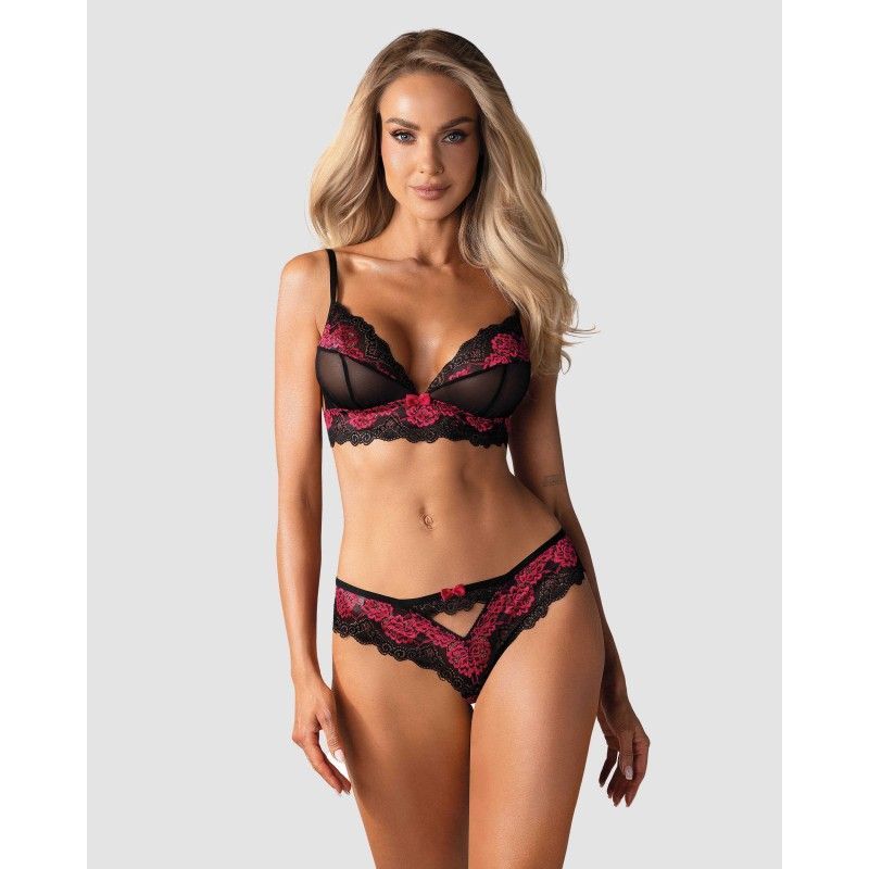 Tulia Ensemble 2 pcs - Noir et Fuchsia Normal et Ouvert