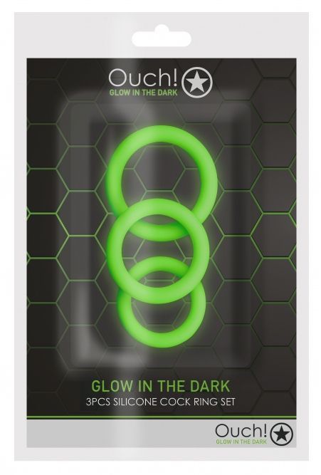 Lot de 3 cockrings phosphorescent Glow Annels 20-30mm