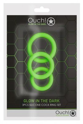 Lot de 3 cockrings phosphorescent Glow Annels 20-30mm