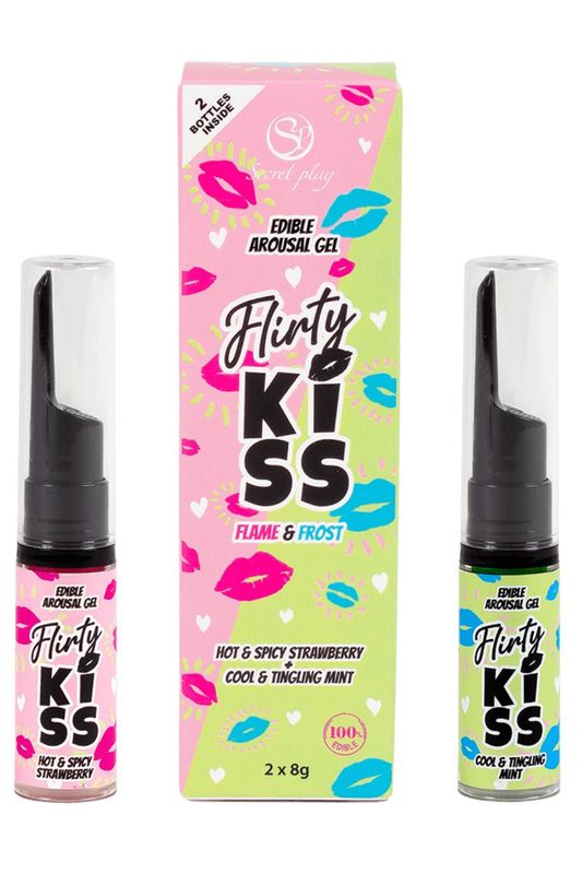 Gels pour Sexe Oral Fraise & Menthe Flirty Kiss 2×8 gr