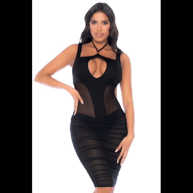 Robe noire semi transparente dos nu