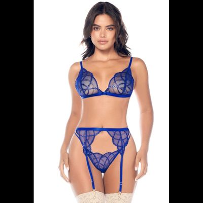 Ensemble sexy 3 pièces avec broderie brillante