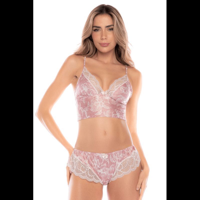Ensemble 2 pièces rose dentelle confort et sensualité