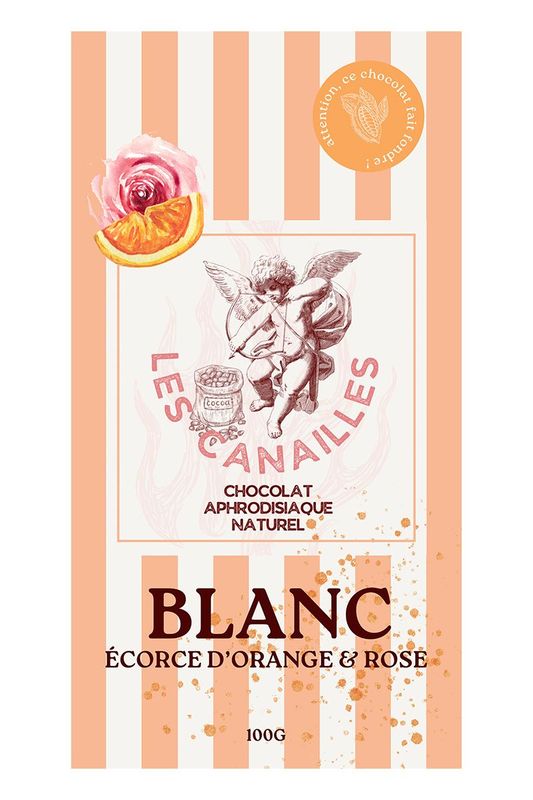 Chocolat blanc écorce d'orange et rose - Tablette 100g