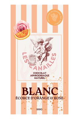Chocolat blanc écorce d'orange et rose - Tablette 100g