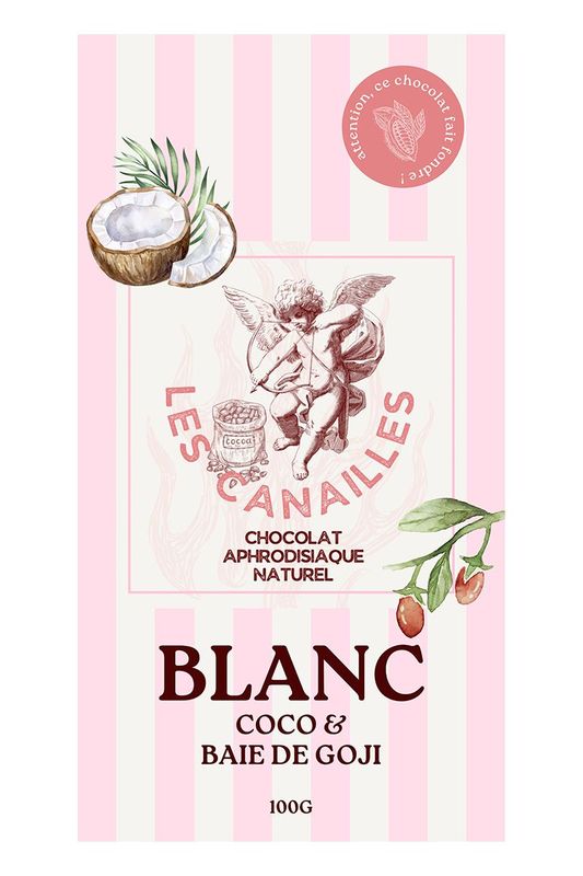 Chocolat blanc coco et baie de goji - Tablette 100g