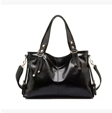 Fashionable Oil Wax Leather Tote Shoulder Bag for Women - Europ &amp; US Style