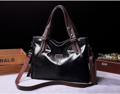 Fashionable Oil Wax Leather Tote Shoulder Bag for Women - Europ &amp; US Style