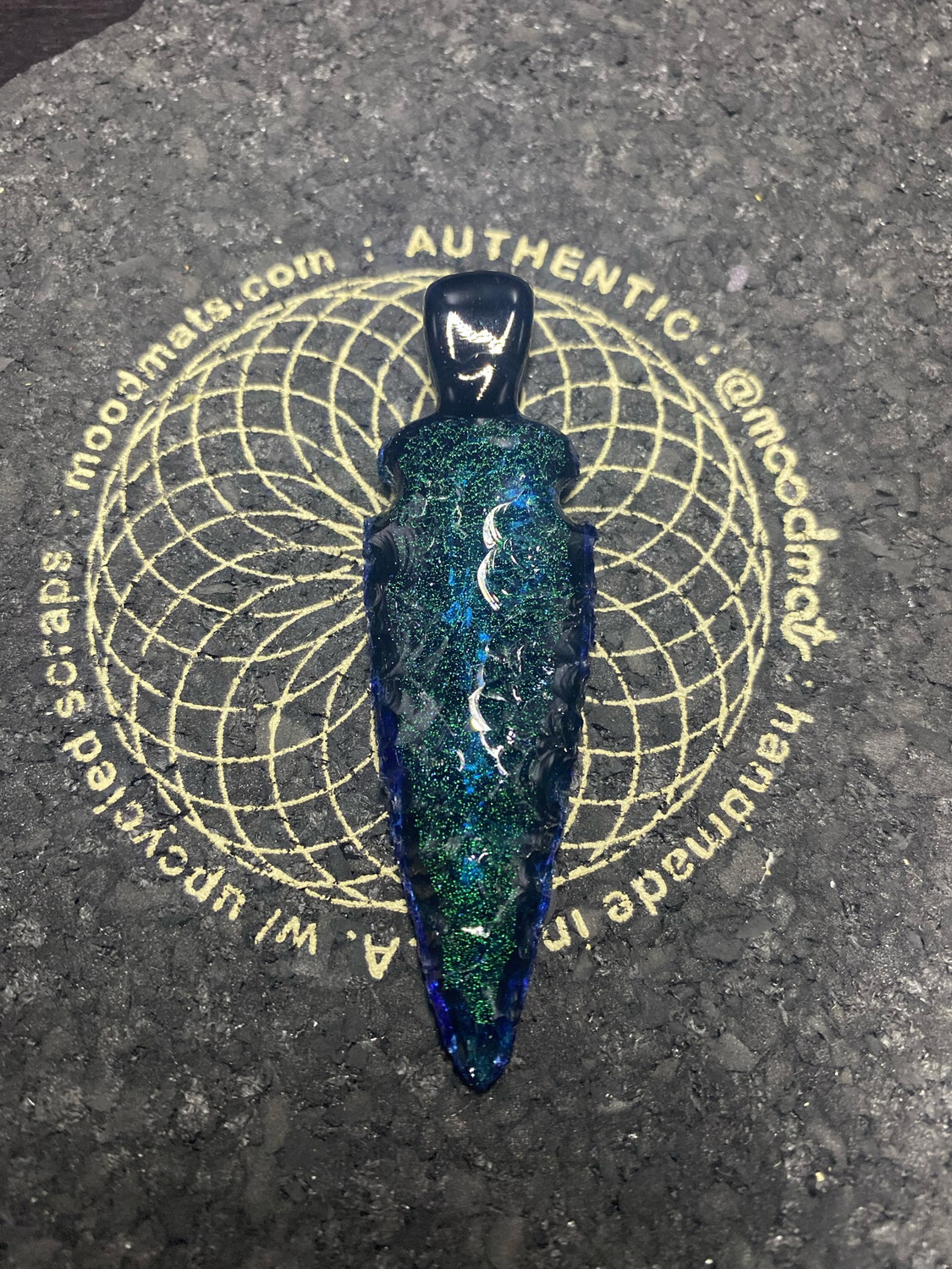 Moonboot710 Dichroic Flint Knapped Pendant
