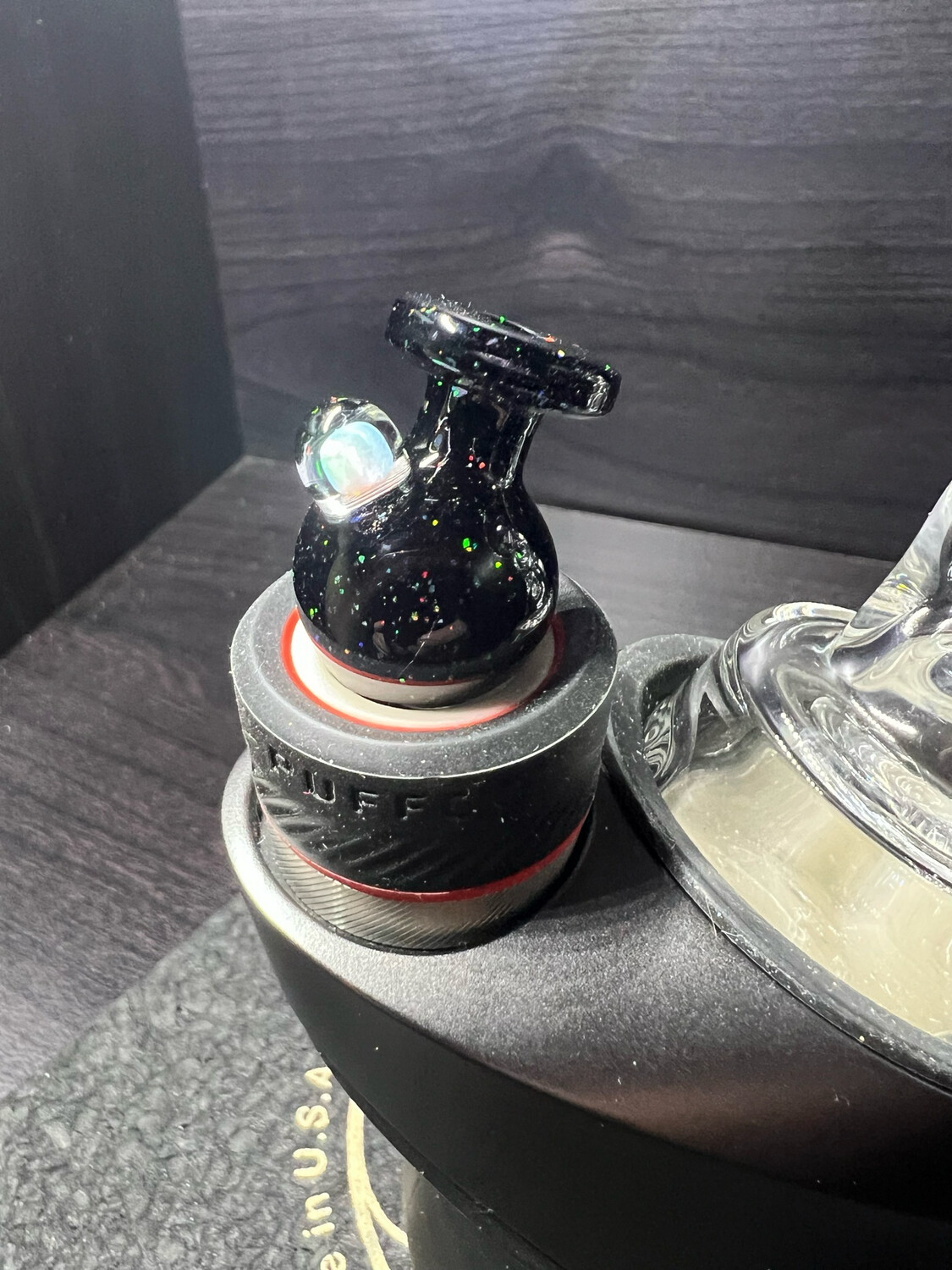 Charlie Shaw Glass E-rig Cap (Jet Black Crushed Opal)