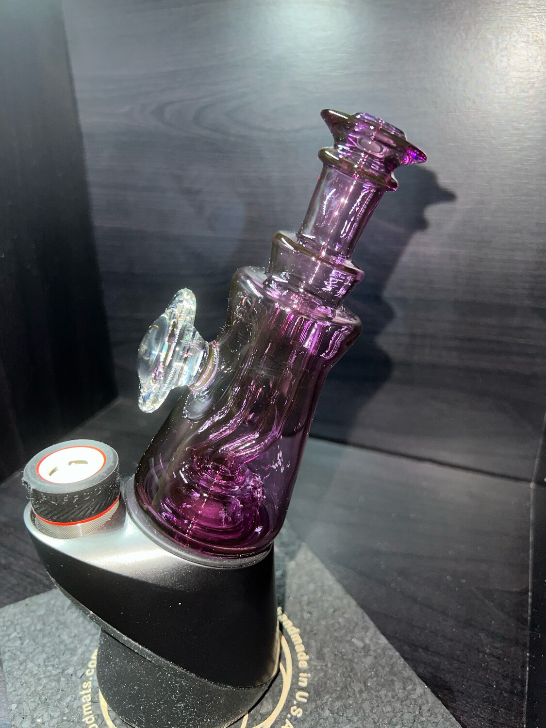 Baby Gorilla Puffco Attachment(Gold Amethyst) (3 Hole Fixed Disc Perc)
