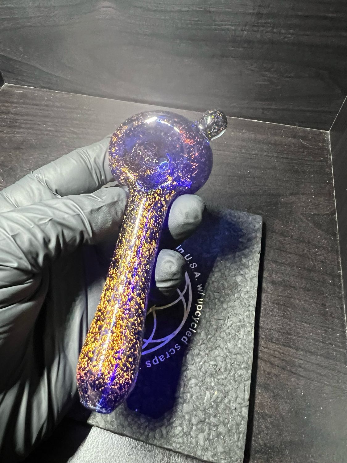 Snook Glass Gold Dichroic Piece With Black Cropal Accent
