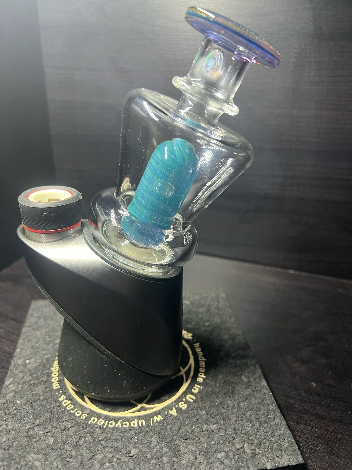Charlie Shaw Puffco attachment (3 Hole Dome Style Perc) Bubble Trap Over Aqua