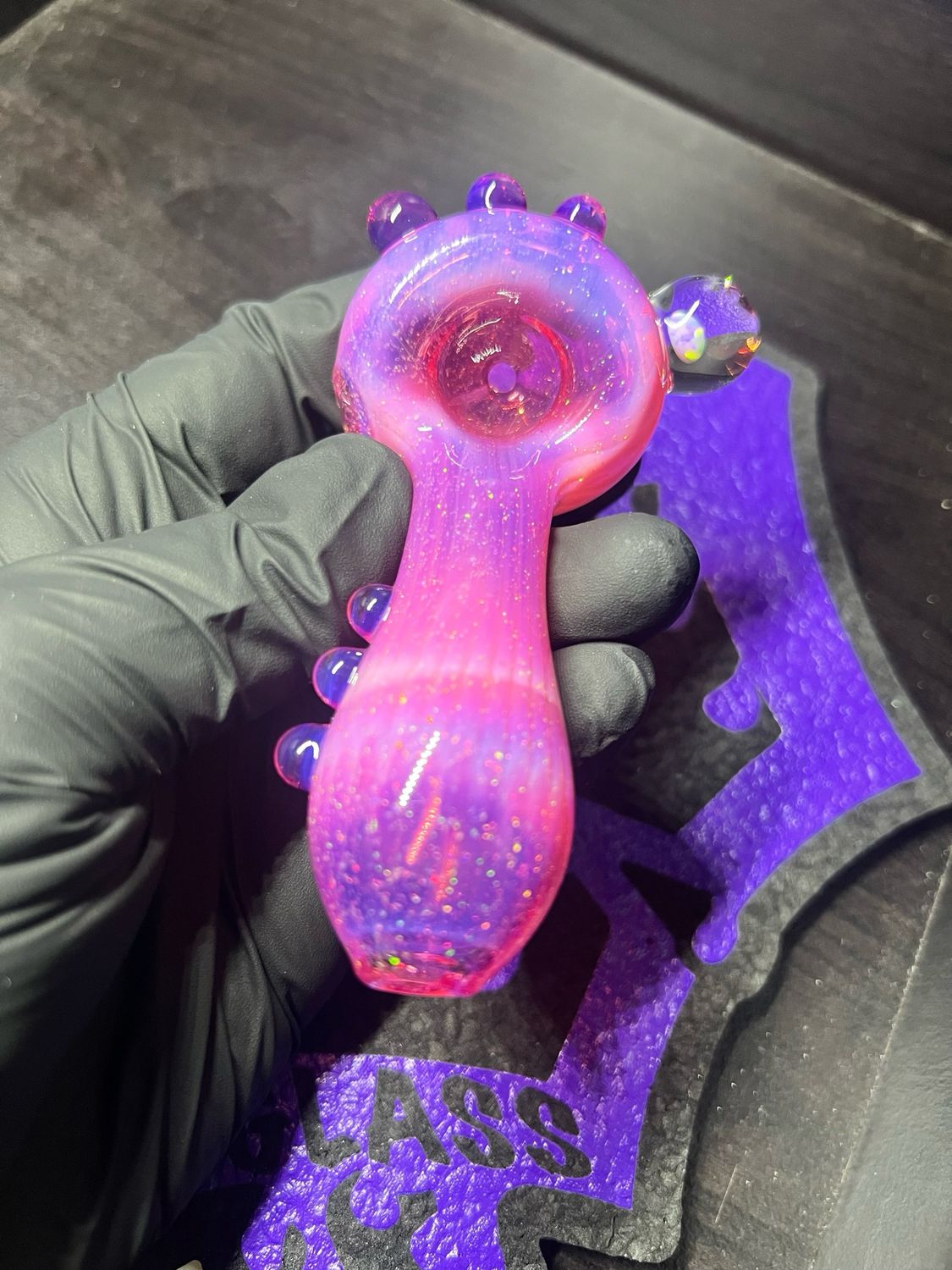 Snook Glass Telemagenta Crushed Opal With Royal Jelly Accents and a 6mm Opal Sphere