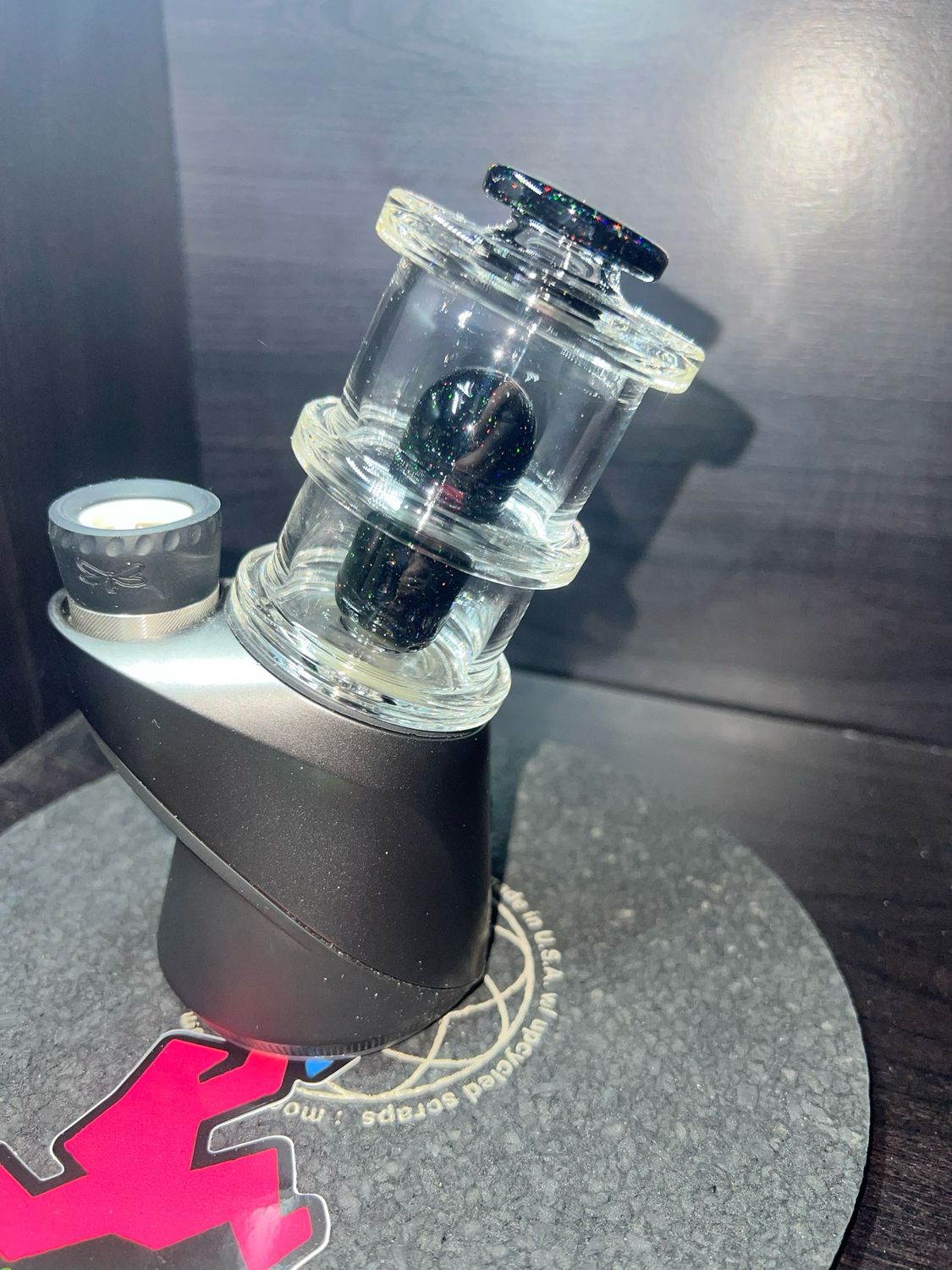 Charlie Shaw Puffco Attachment (Black Crushed Opal) 3 Hole Dome Style Perc