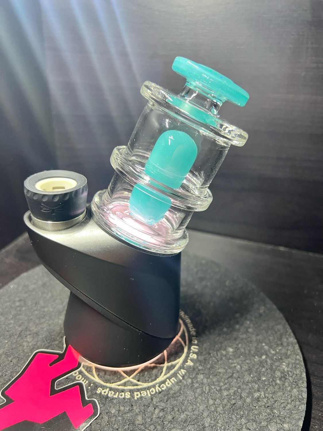 Charlie Shaw Puffco Attachment 3 Hole Dome Style Perc (Aqua Crushed Opal)