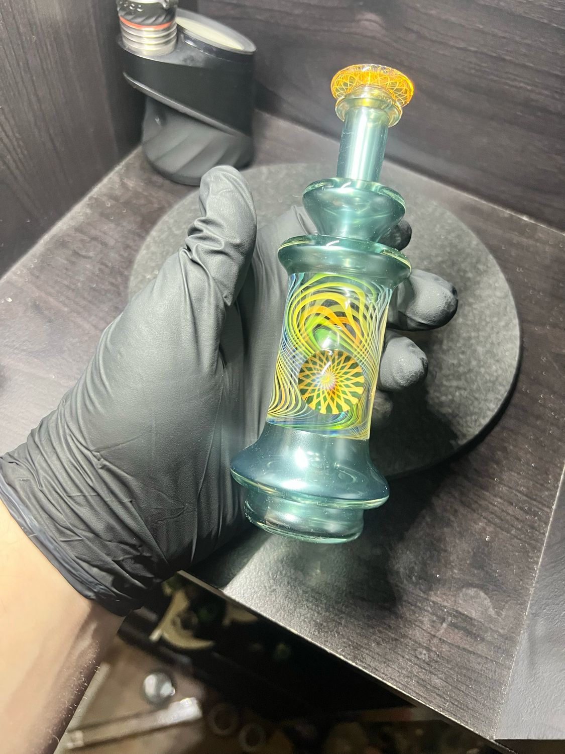 Gatez Glass Puffco Peak Attachment Fully Worked Fumicello (Neptunium) (3 Hole Dome Style Perc)