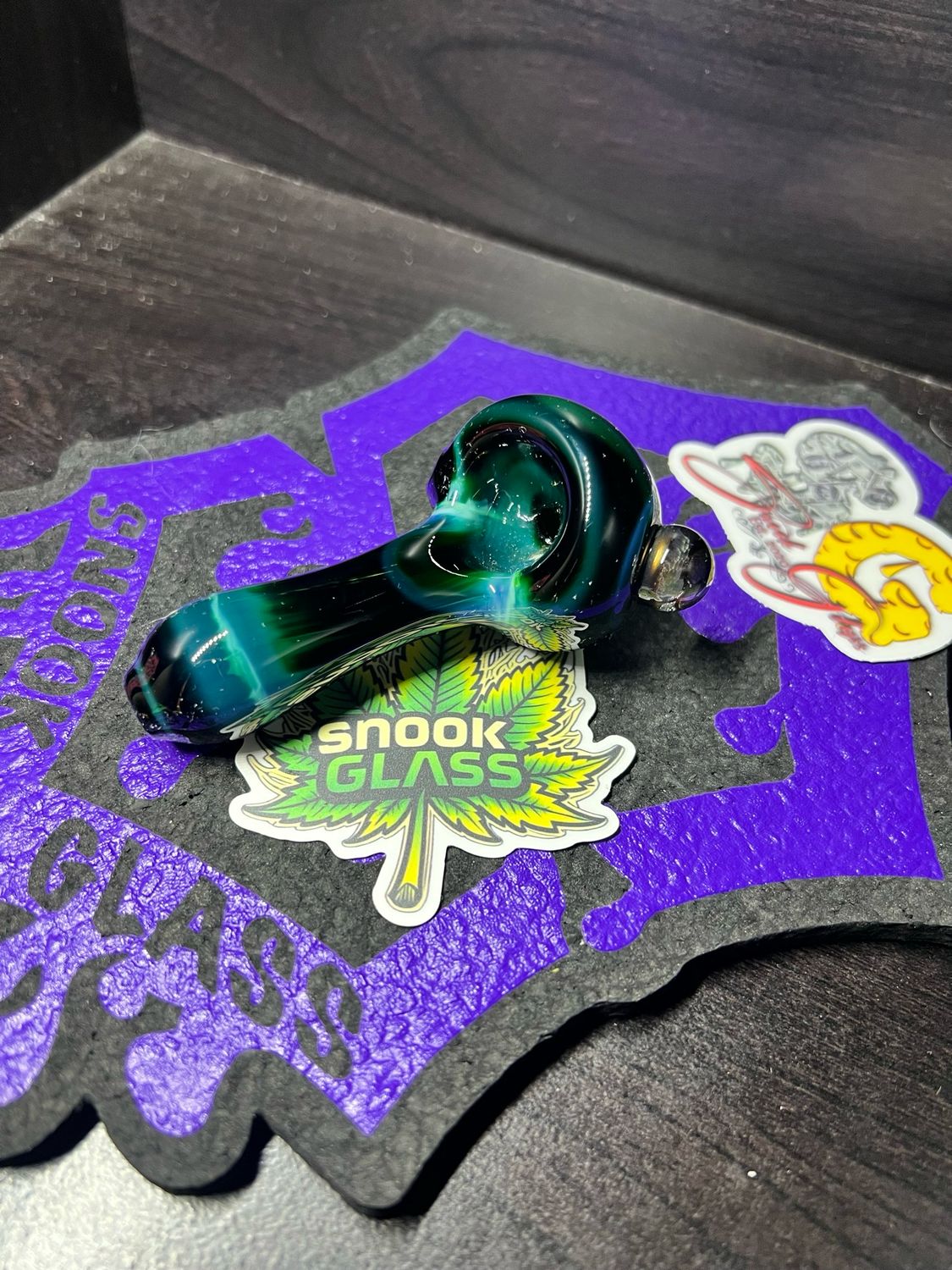 Snook Glass Money Green Spoon With Honeycomb Accent
