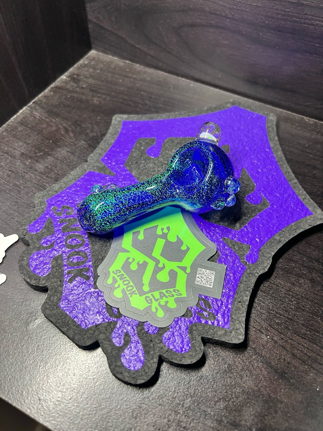 Snook Glass Emerald Green Dichroic Spoon With Floating Opal