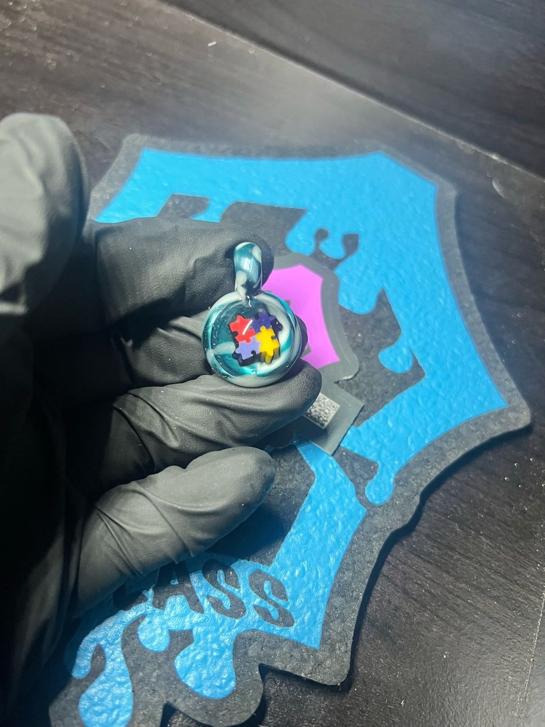 Snook Glass Autism Awareness Pendant