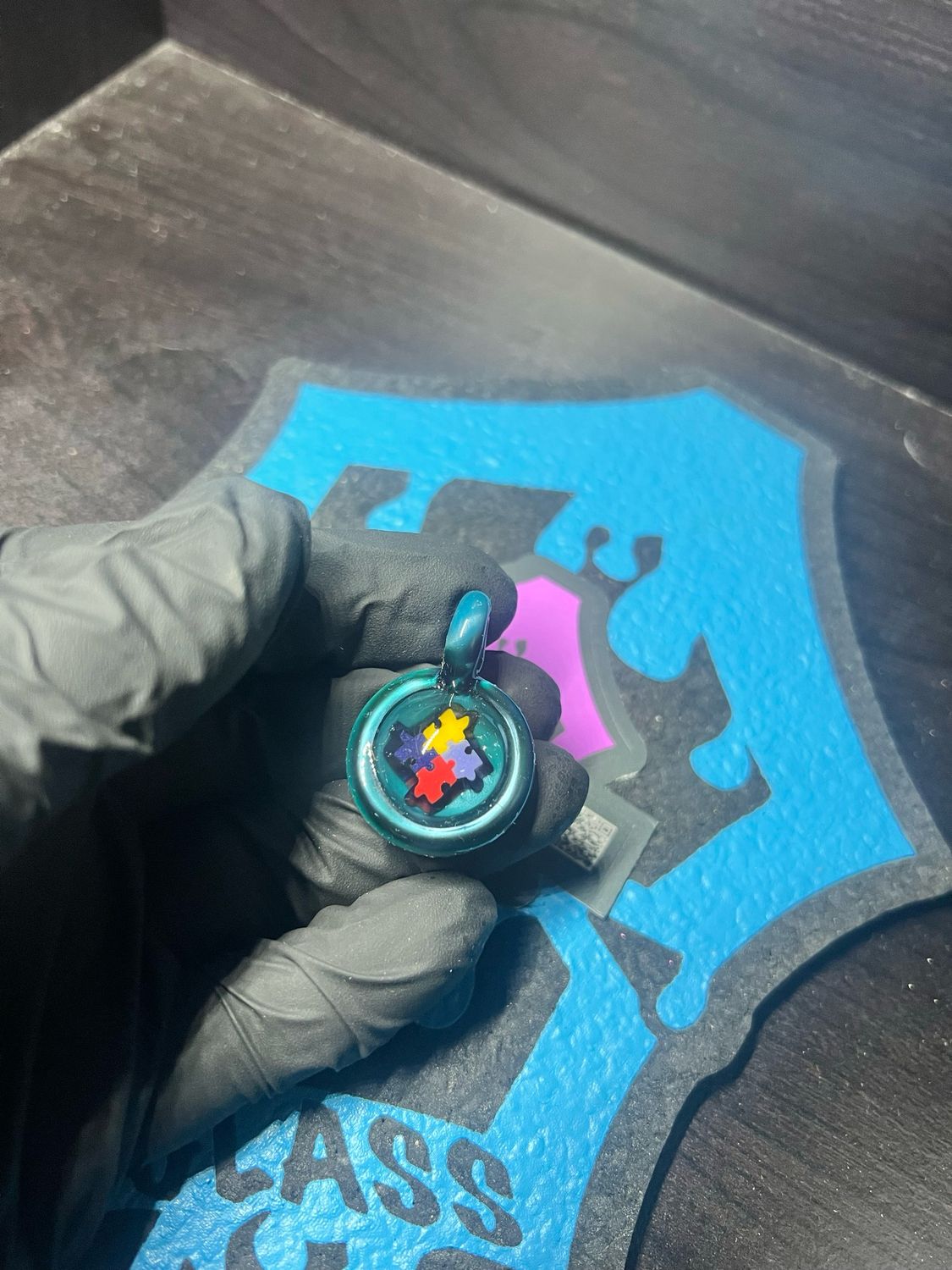 Snook Glass Autism Awareness Pendant (neptunium)