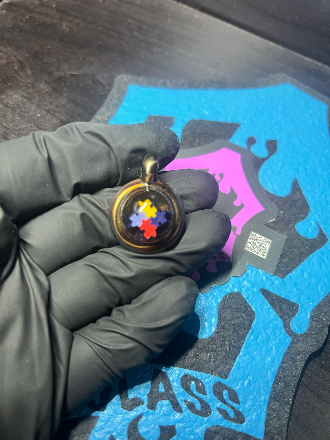 Snook Glass Autism Awareness Pendant