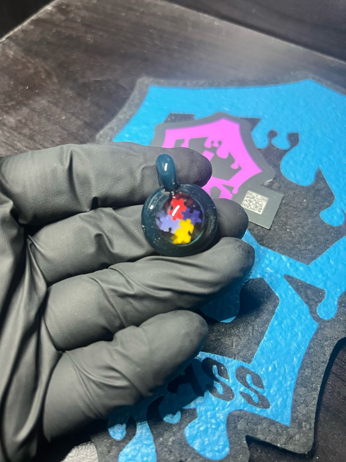 Snook Glass Autism Awareness Pendant