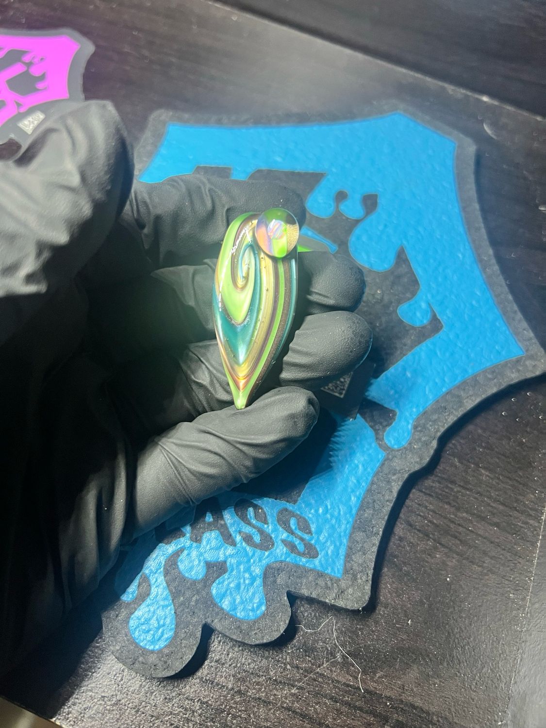 Snook Glass UV Pendant With Floating Opal