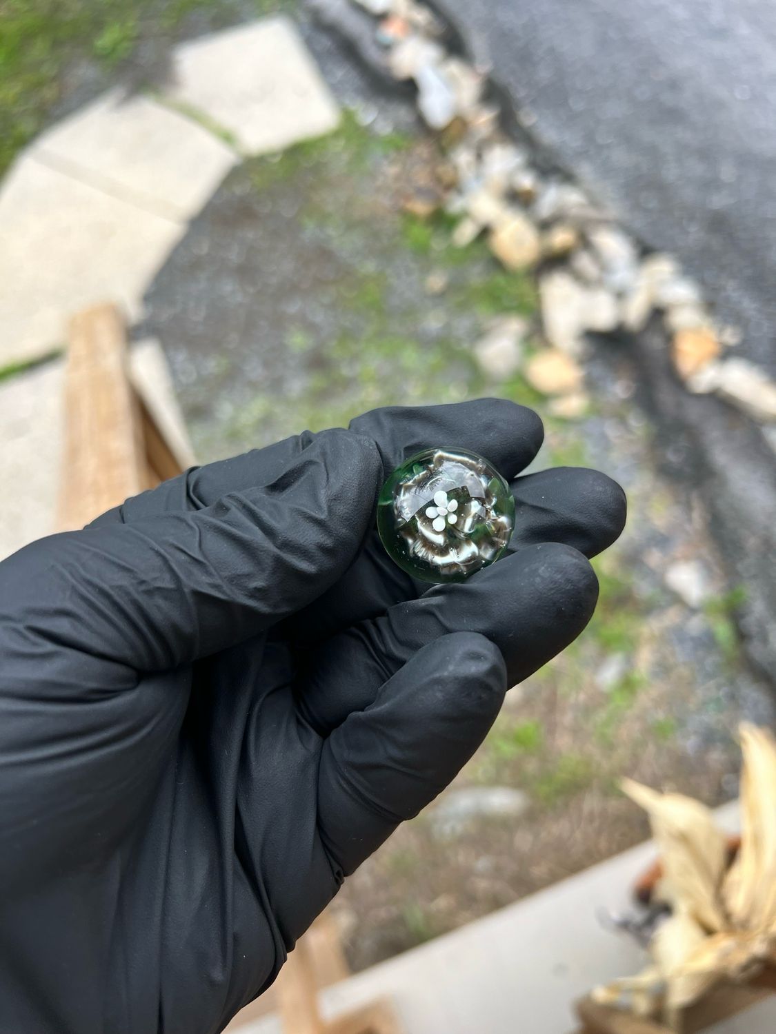 Snook Glass 25mm Electrum/blu-v Flower Marble