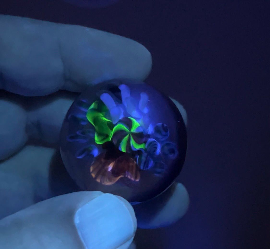 Summer series offering #26. Up for grabs is this UV under the sea themed marble.