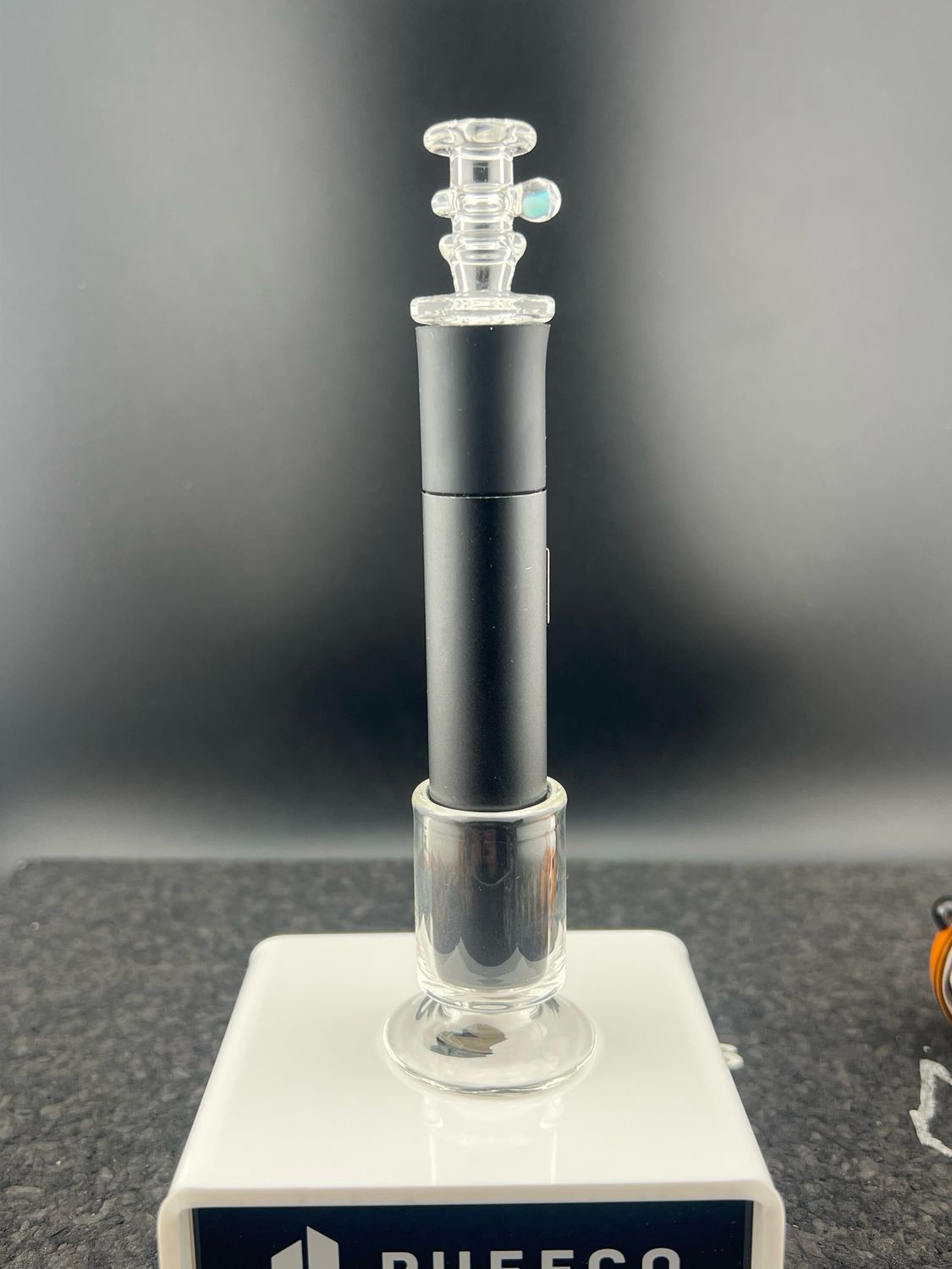 Charlie Shaw Puffco Pivot Mouthpiece and stand with a tumbled opal accent