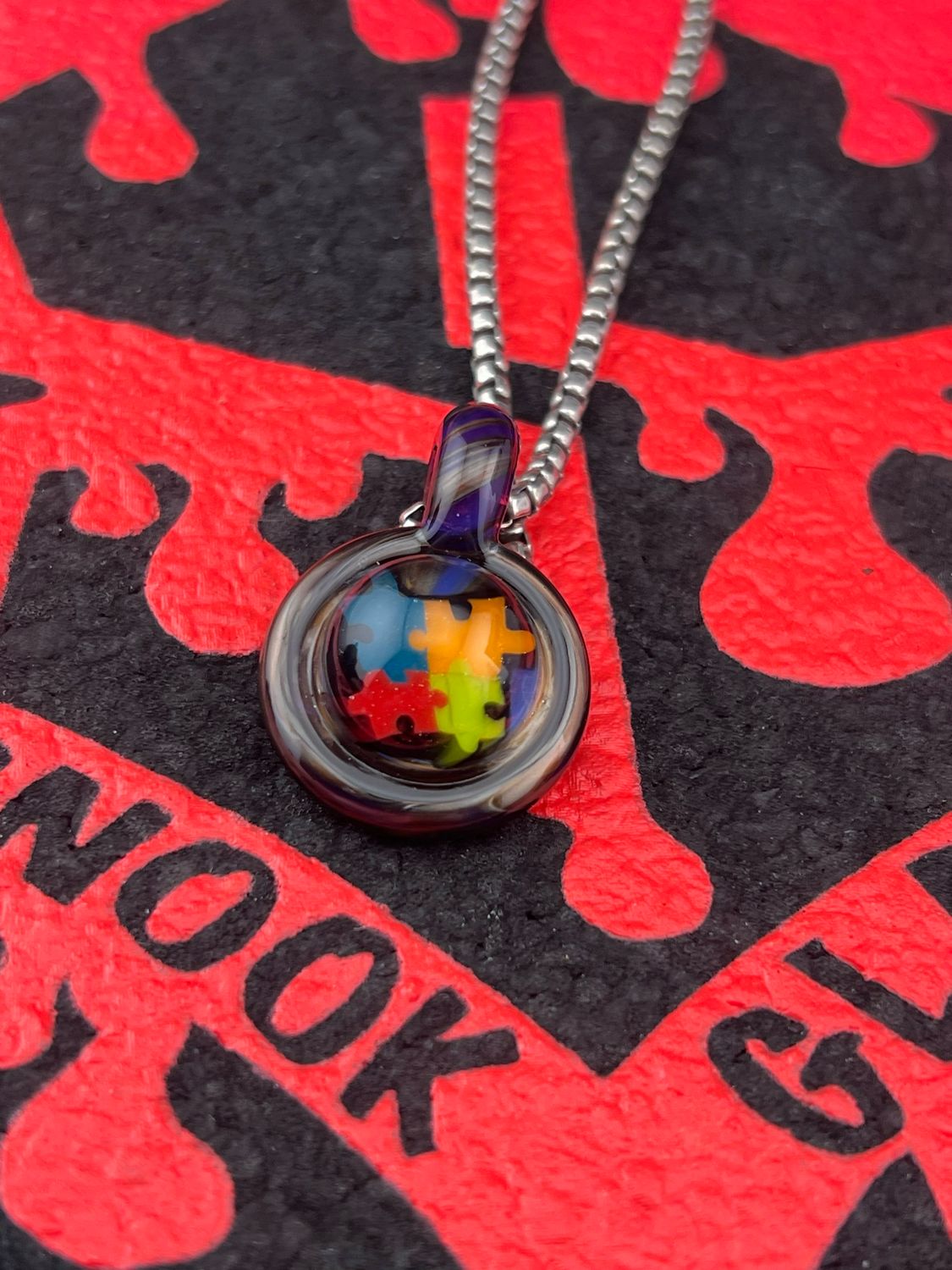 Autism Awareness Pendant. Royal Jelly And Electrum