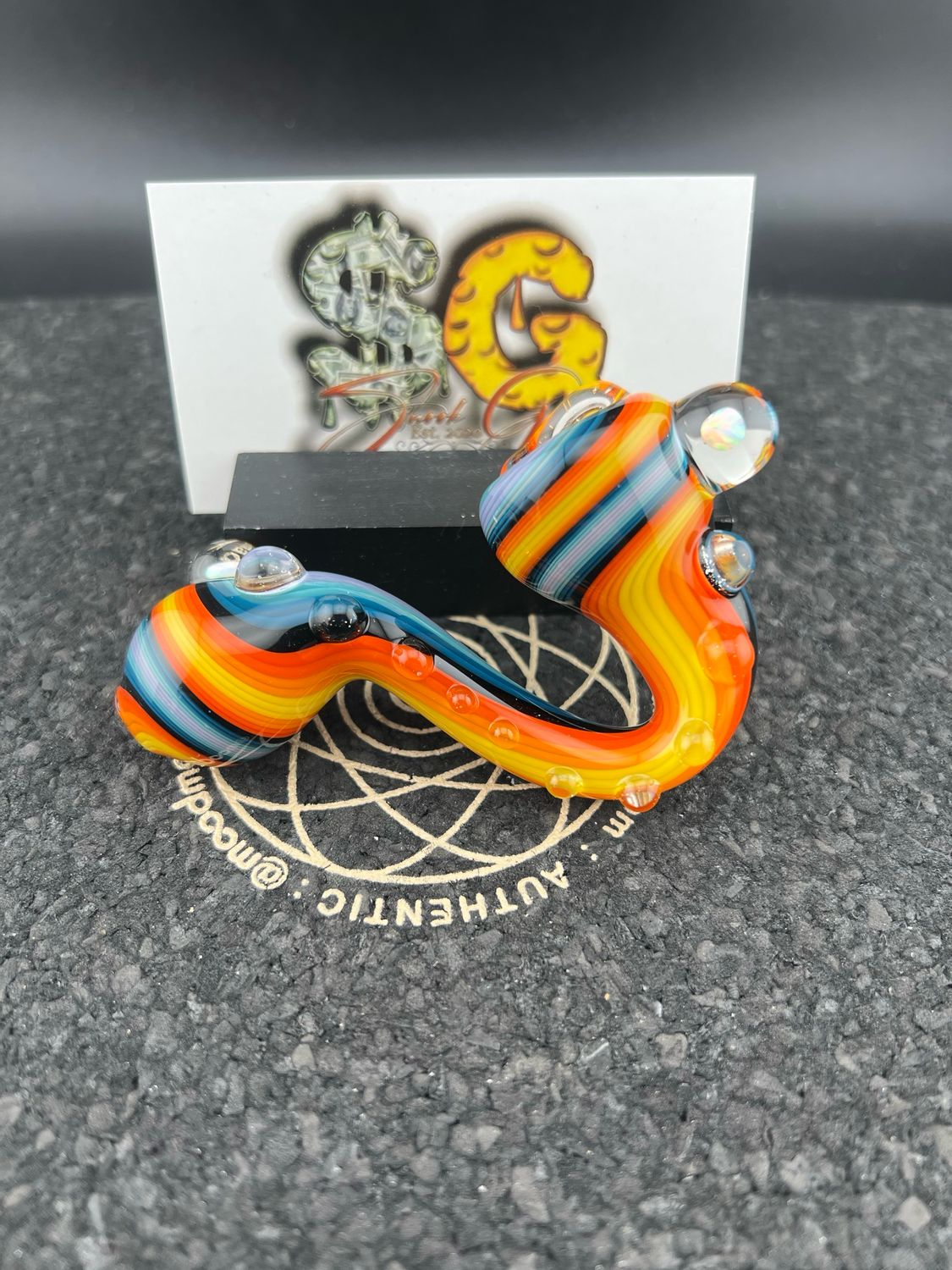 Snook Glass Linework Sherlock With Two Opal Accents.