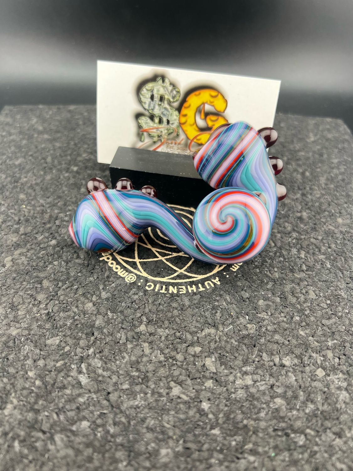 Snook Glass Linework Sherlock With Matching Pinwheel And Blood Red Accents.