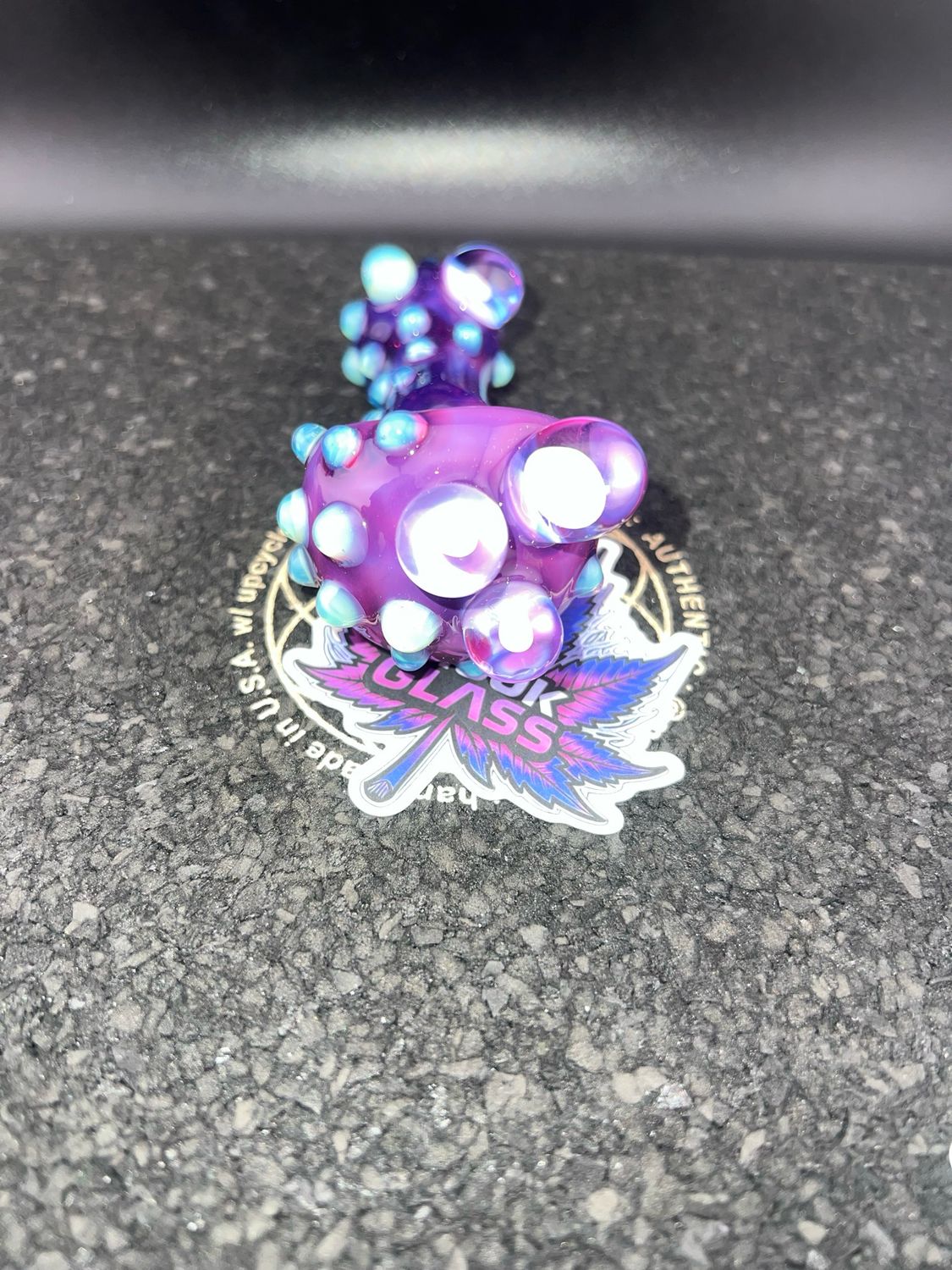 Snook Glass Royal Jelly Spoon with 4 tumbled opals and Marina Accents.