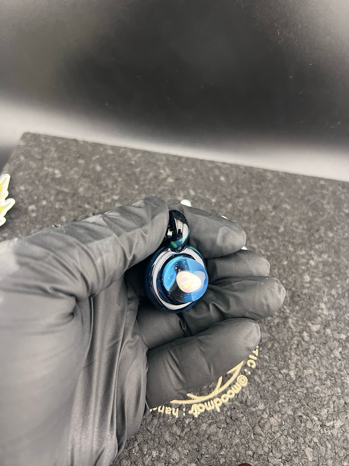 Snook Glass Crushed Opal/Floating Opal Pendant