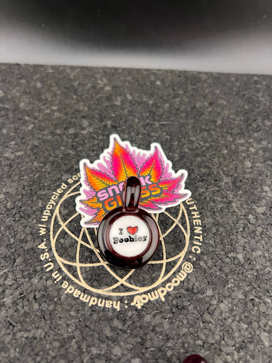 Snook Glass I Love Boobies Pendant