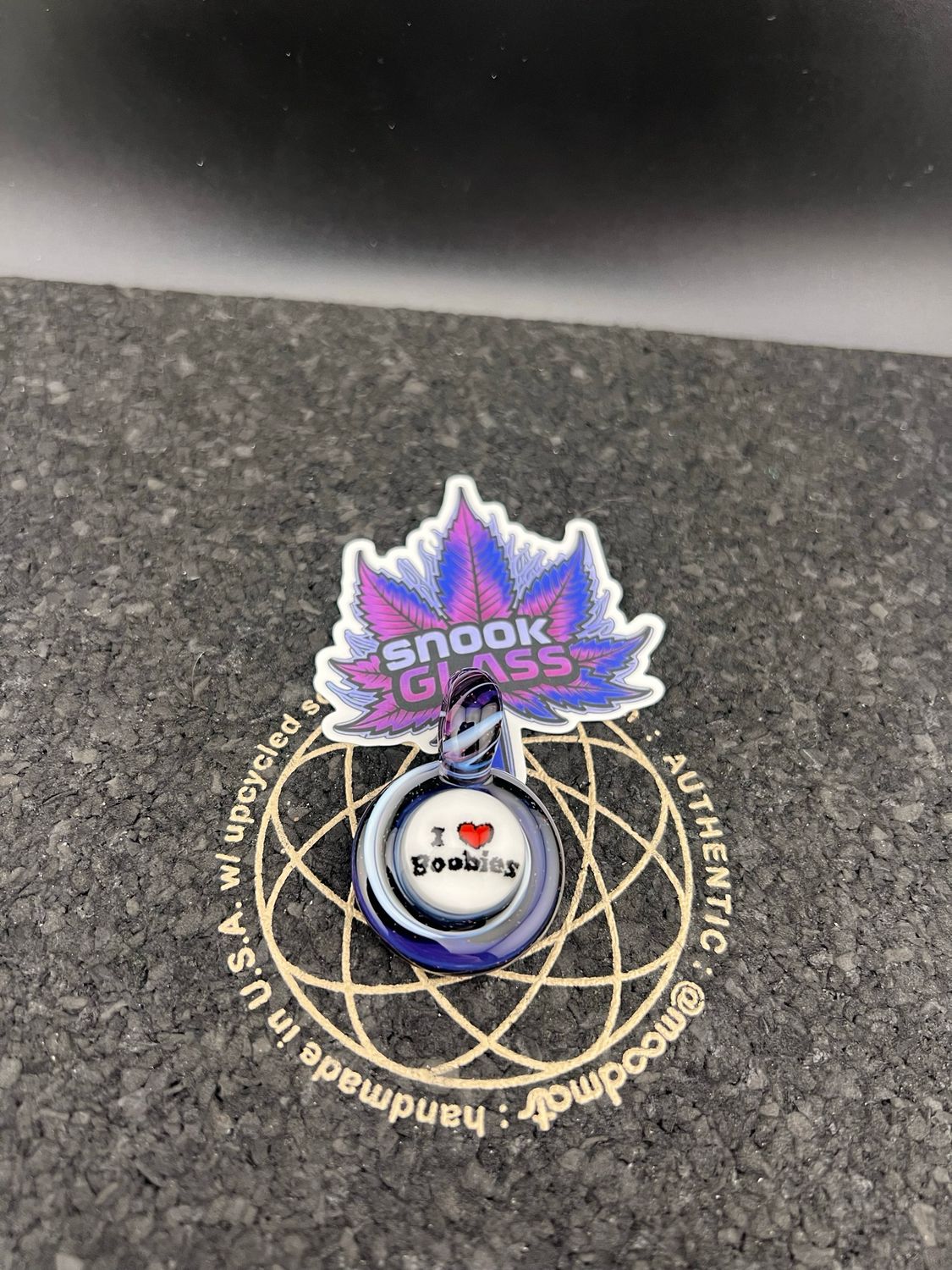 Snook Glass I Love Boobies Pendant